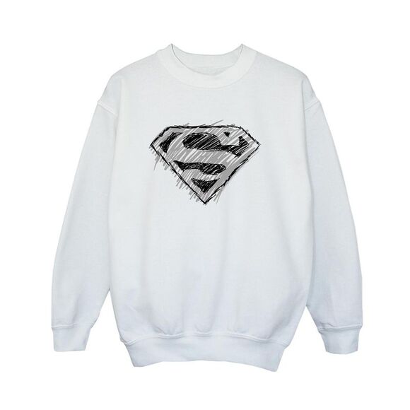 DC Comics Boys Superman Logo Sketch Sweatshirt / White